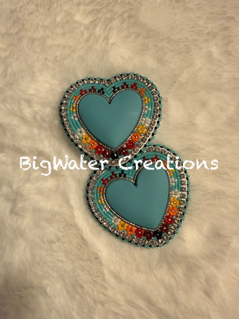 Turquoise Heart Beaded Earrings
